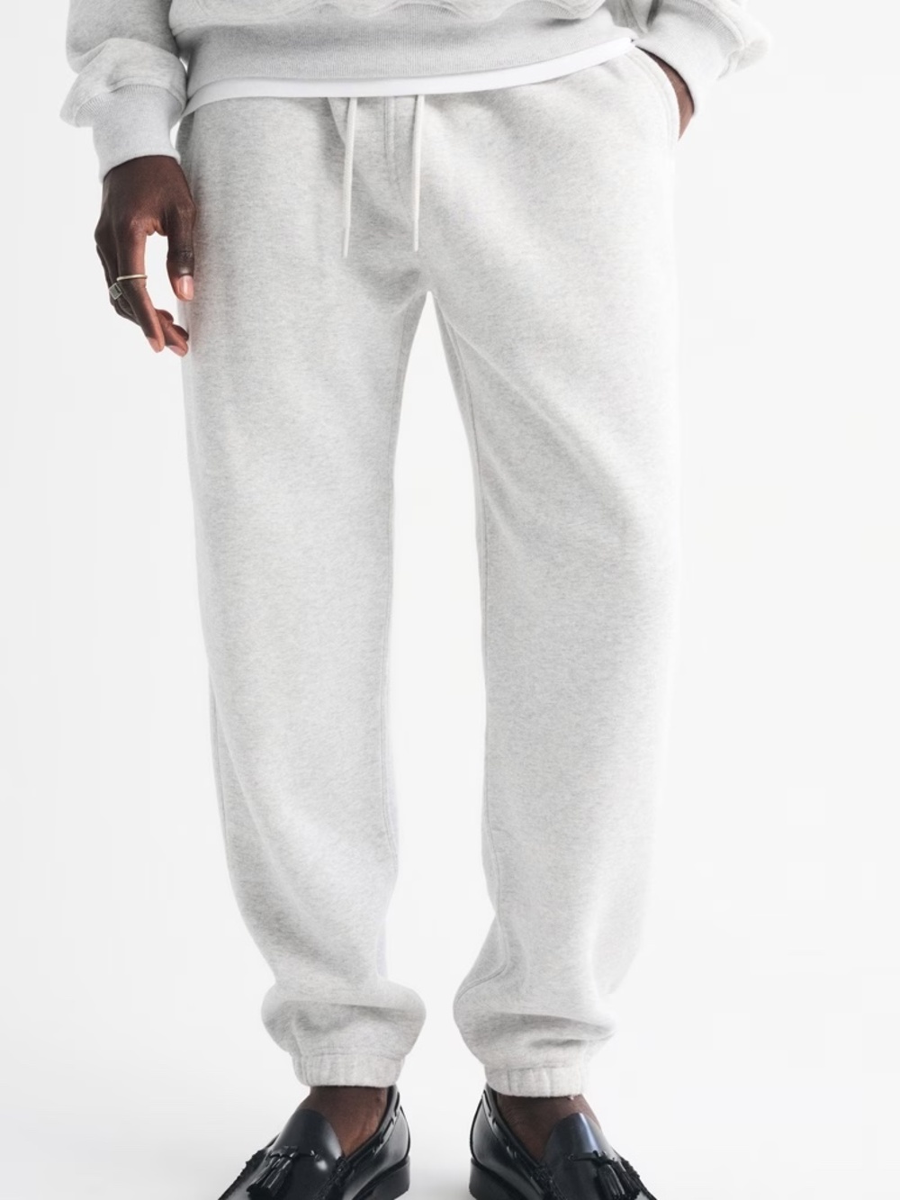 Abercrombie & Fitch Men's Essential Cinched Sweatpants Light Heather Gray Large